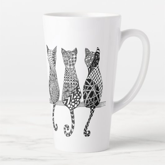 Zes Katten op een Latte Mok van de Tak (Rechts)