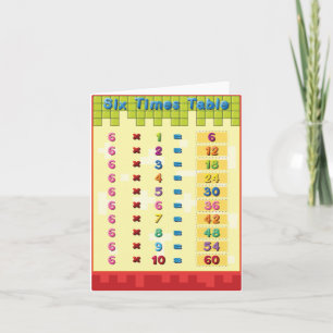 Zes Keer Tafel Notitiekaarten