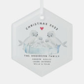 Zes kerstnaadfamilies glas ornament (Voorkant)