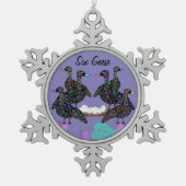 Zes kerstversiering met ganzen tin sneeuwvlok ornament (Voorkant)