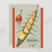 zes kippen in een bootPasen Briefkaart (Voorkant / Achterkant)