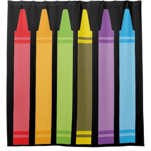 Zes kleurrijke kleurpotloden douchegordijn (Voorkant)