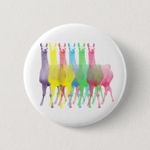 zes lama ' s in zes lamakleuren ronde button 5,7 cm
