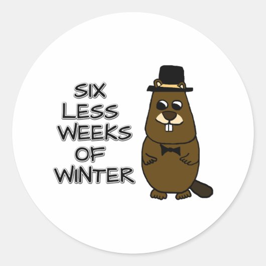 Zes minder weken winter ronde sticker (Voorkant)