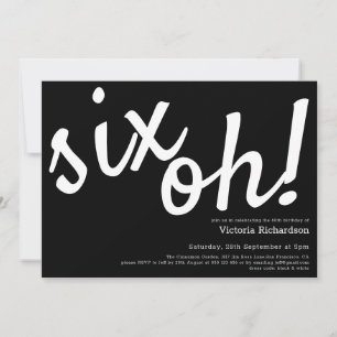 Zes Oh! 60e verjaardag minimalist zwart wit grappi Kaart
