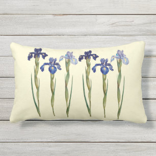 Zes Paarse en blauwe Iris in de openlucht Lumbar P Buitenkussen