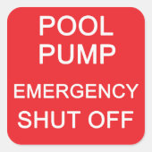 Zes POOLPOMP Noodstop Labels (Voorkant)