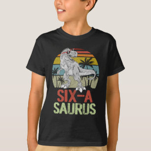 Zes Saurus Dinosaur Birthday 6th TRex Dino T-shirt