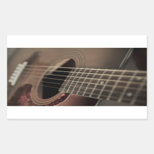 Zes snarige akoestische gitaar rechthoekige sticker