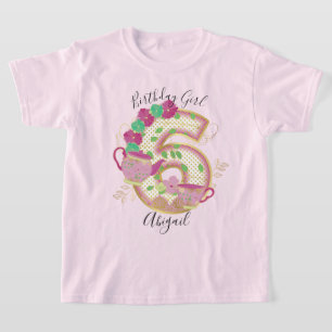 Zes Tea Party Birthday Girl   Floral T-shirt