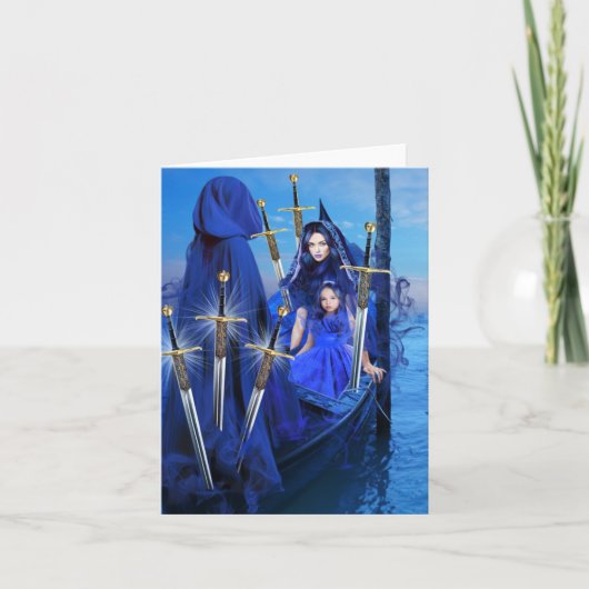 Zes van de zwaarden kaart (Voorkant)