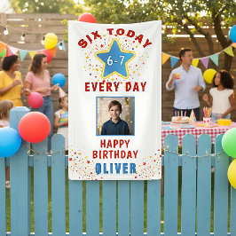 Zes Vandaag 6 7 Elke Dag Meme Foto 6e Verjaardag Spandoek