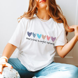 Zes Waterverf harten met tekst T-shirt