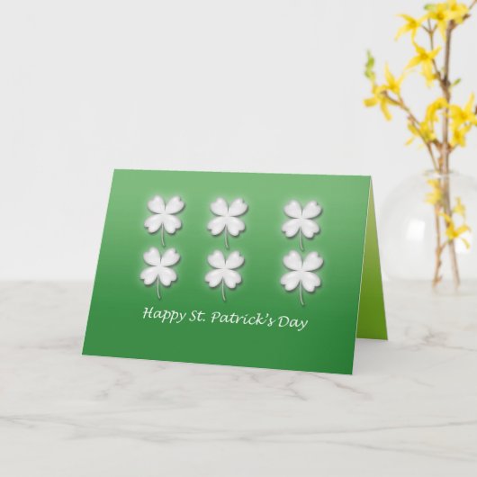 Zes witte Shamrocks St. Patrick's Day Kaart (Gele Bloem)