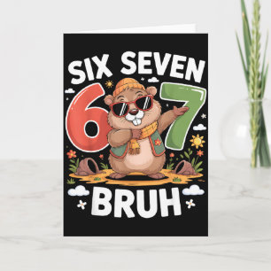 Zes Zeven 67 Bruh Bosmarmot Dabbing Grappig 6 7 Me Kaart