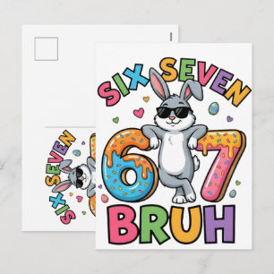 Zes Zeven 67 Bruh Pasen Konijn Meme T-Shirt Grappi Feestdagenkaart
