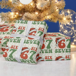 Zes Zeven 67 Grappige Kerstman Hoed Kerstmis Xmas  Cadeaupapier