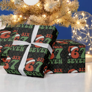Zes Zeven 67 Grappige Kerstman Hoed Kerstmis Xmas  Cadeaupapier