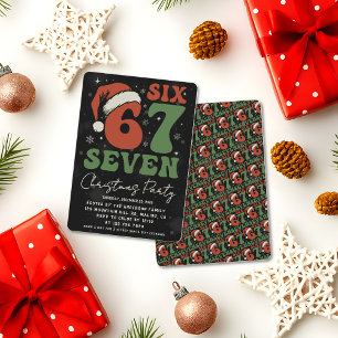 Zes Zeven 67 Grappige Kerstman Hoed Kerstmis Xmas  Kaart