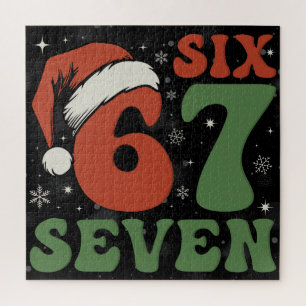 Zes Zeven 67 Grappige Kerstman Hoed Kerstmis Xmas  Legpuzzel