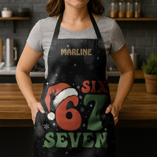 Zes Zeven 67 Grappige Kerstman Hoed Kerstmis Xmas Schort