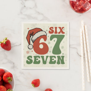 Zes Zeven 67 Grappige Kerstman Hoed Kerstmis Xmas Servet