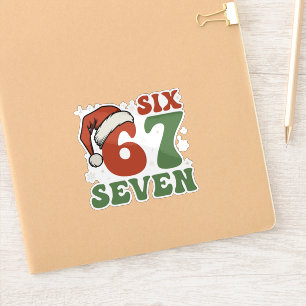 Zes Zeven 67 Grappige Kerstman Hoed Kerstmis Xmas Sticker