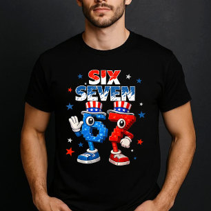 Zes Zeven 67 Grappige Patriottische Meme 4 juli T-shirt