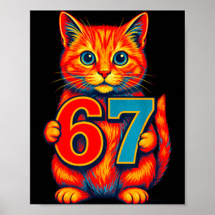 Zes Zeven 67 Meme 6 7 Kat Jongen Meisje Jongere Poster