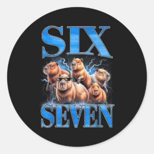 Zes Zeven 67 Meme Grappige Capybara Bootleg Grafis Ronde Sticker