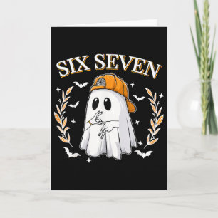 Zes Zeven 67 Meme Grappige Geest Halloween 6 7 Kop Kaart