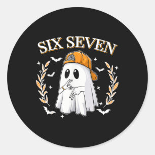 Zes Zeven 67 Meme Grappige Geest Halloween 6 7 Kop Ronde Sticker