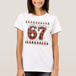 Zes Zeven 6 7 Buffalo Plaid Verschrikkelijke Kerst T-shirt