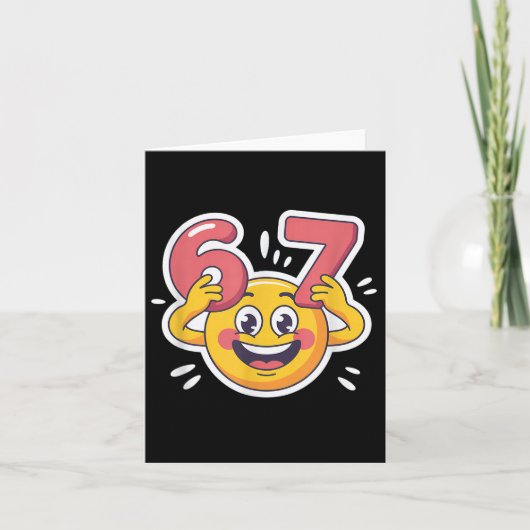 Zes Zeven 6 7 Emoticon Meme Ontwerp  Kaart (Voorkant)