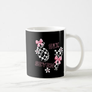 Zes Zeven 6 7 Geruit Schattig Coquet Boogje Vrouwe Koffiemok