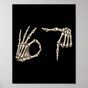 Zes Zeven 6 7 Meme 67 Skelet Hand Halloween Kostuu Poster