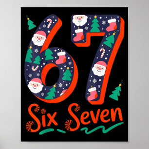 Zes Zeven 6 7 Meme Humor Kerstman Elf 67 Kerstmis  Poster