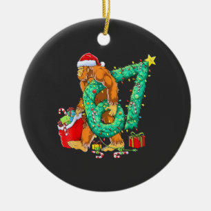 Zes Zeven Bigfoot 67 Sasquatch Meme Kerstmis Keramisch Ornament