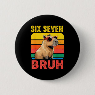 Zes Zeven Bruh 67 Capybara Vintage Grappig Meme Ca Ronde Button 5,7 Cm