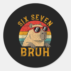 Zes Zeven Bruh 67 Meme Grappig Capybara Viraal Zes Ronde Sticker