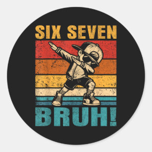 Zes Zeven Bruh Dabbing Jongen Grappig 67 Meme Gen Ronde Sticker