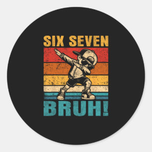 Zes Zeven Bruh Dabbing Jongen Grappig 67 Meme Gen  Ronde Sticker