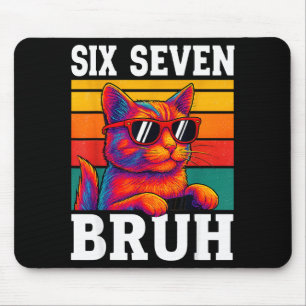 Zes Zeven Bruh Kat Retro Vintage Grappig 67 Meme M Muismat