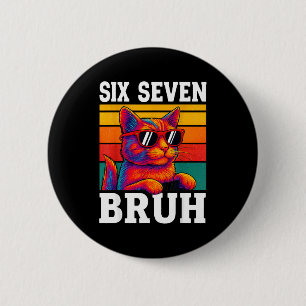 Zes Zeven Bruh Kat Retro Vintage Grappig 67 Meme M Ronde Button 5,7 Cm