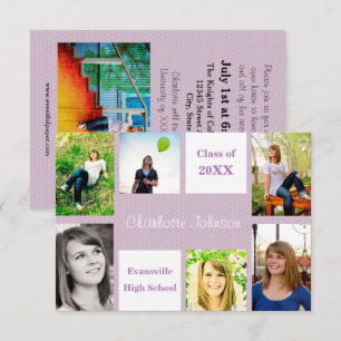 Zes/Zeven Foto's Paars - 3x5 Grad Afstudeerkaart Kaart