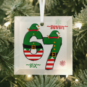 Zes Zeven Gekleed In Elfenpakjes Kerst Glas Ornament
