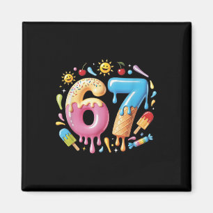 Zes Zeven Ijs Drip Cool Meme 67 Grappig Nummer Magneet
