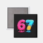 Zes Zeven IJsdrup Cool Meme 67 Grappig Nummer Magneet (Voorkant / Achterkant)