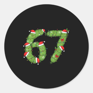 Zes Zeven Kerst Pickle Grappige Feestdag 67 Meme Ronde Sticker