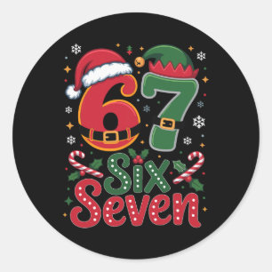 Zes Zeven Kerstmis 6 7 Kerstmis Voor Jongens Manne Ronde Sticker